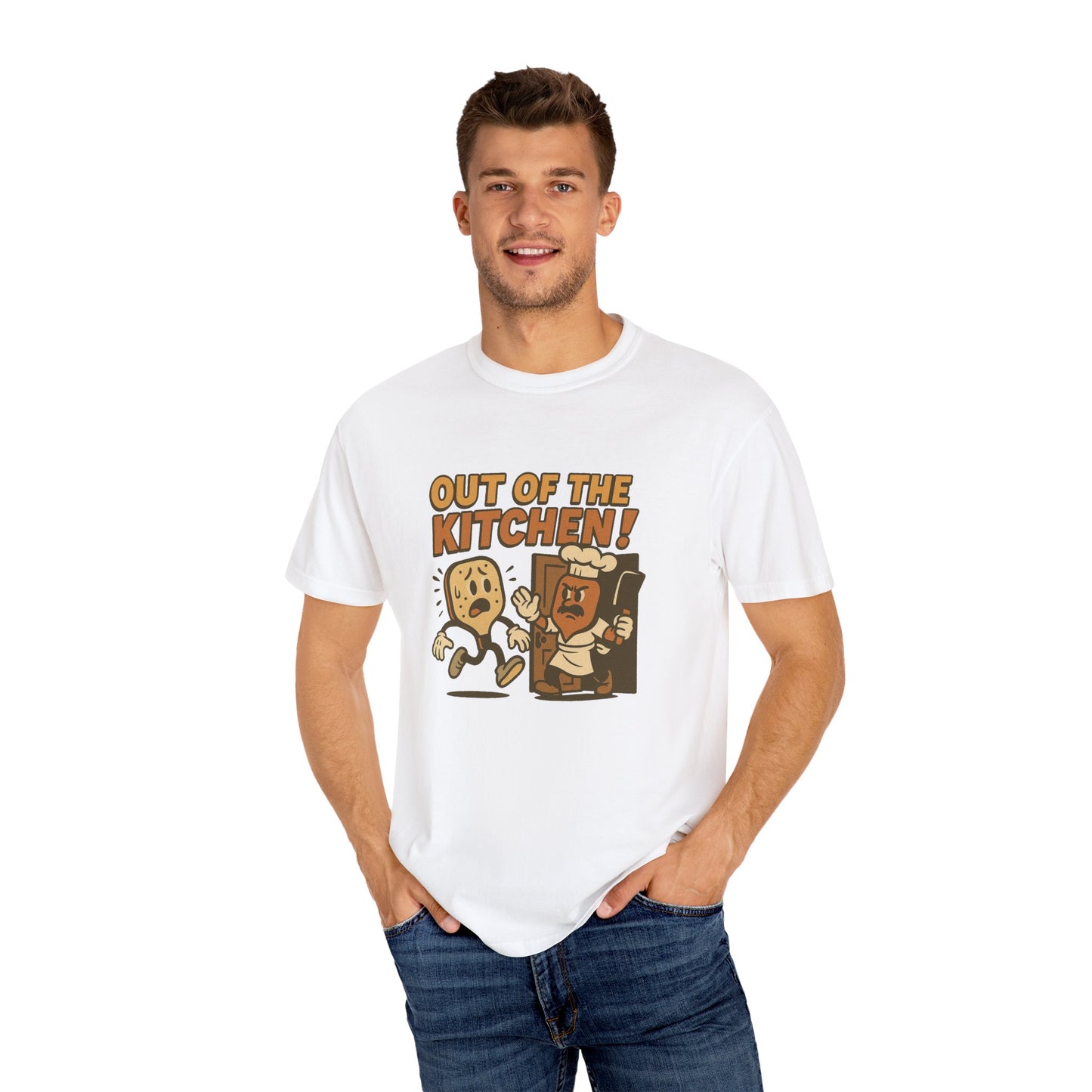 Out of the Kitchen! Funny Pickleball T-Shirt – Retro Cartoon Chef Paddle Design for Players Who Love Pickleball and Laughs