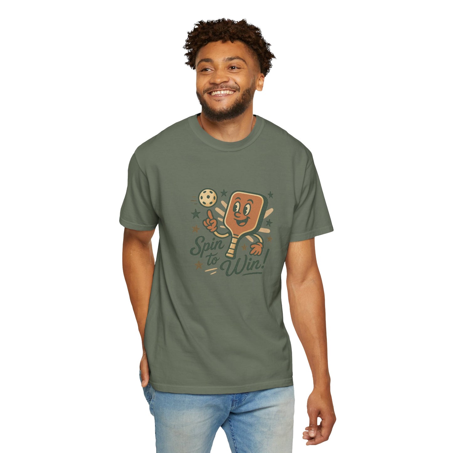 Retro "Spin to Win!" Pickleball T-Shirt – Vintage Cartoon Style