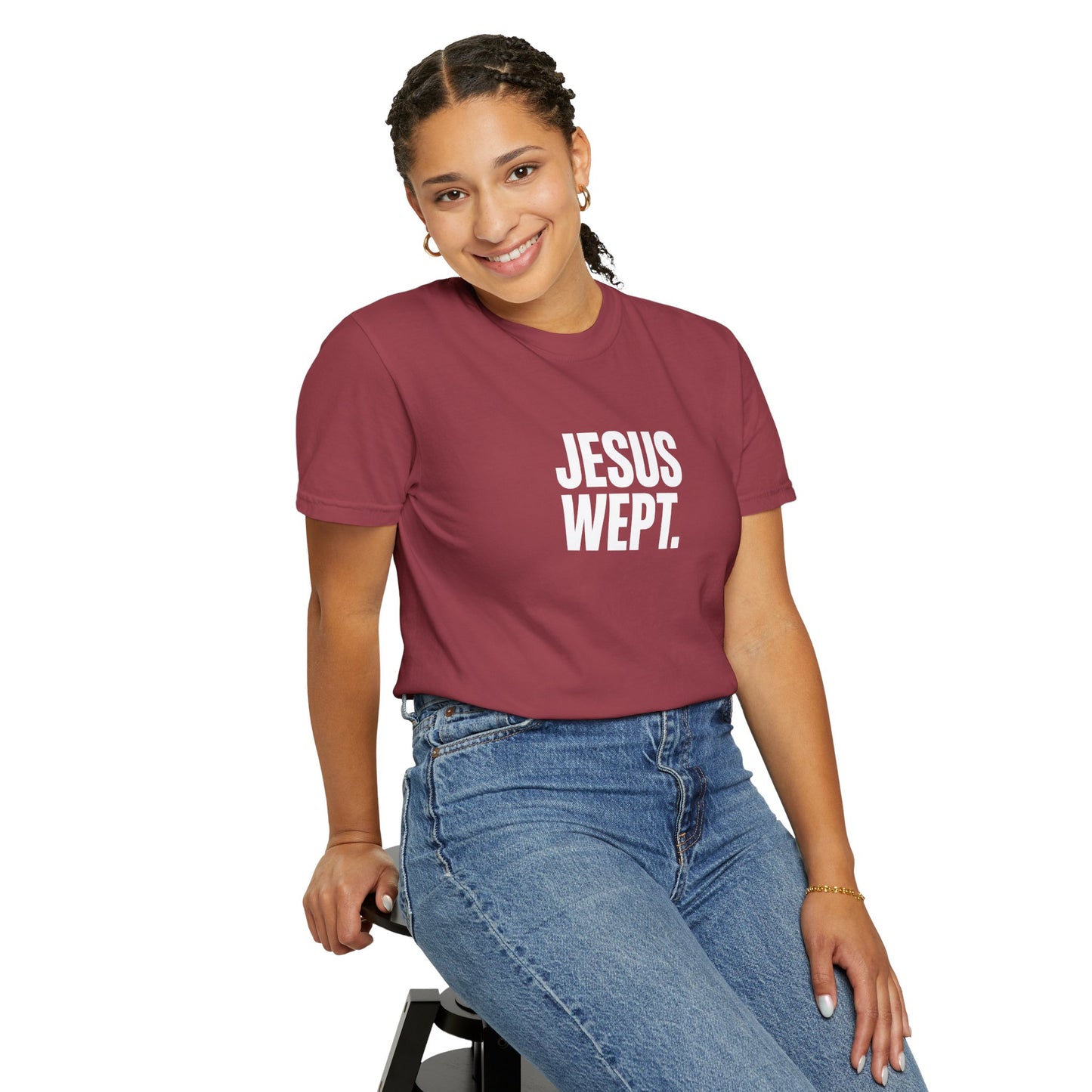 "Jesus Wept." Brutalist Bold Typography Unisex T-Shirt — Minimalist Christian Streetwear