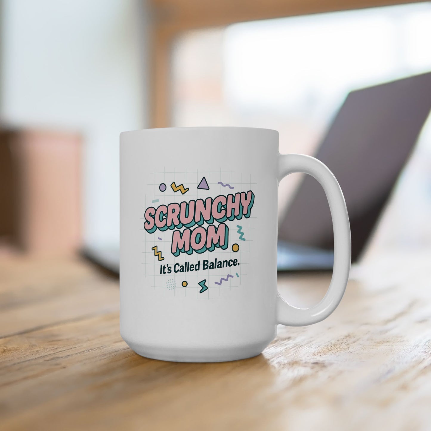 Fun Ceramic Mug - "Scrunchy Mom" Design for Coffee Lovers