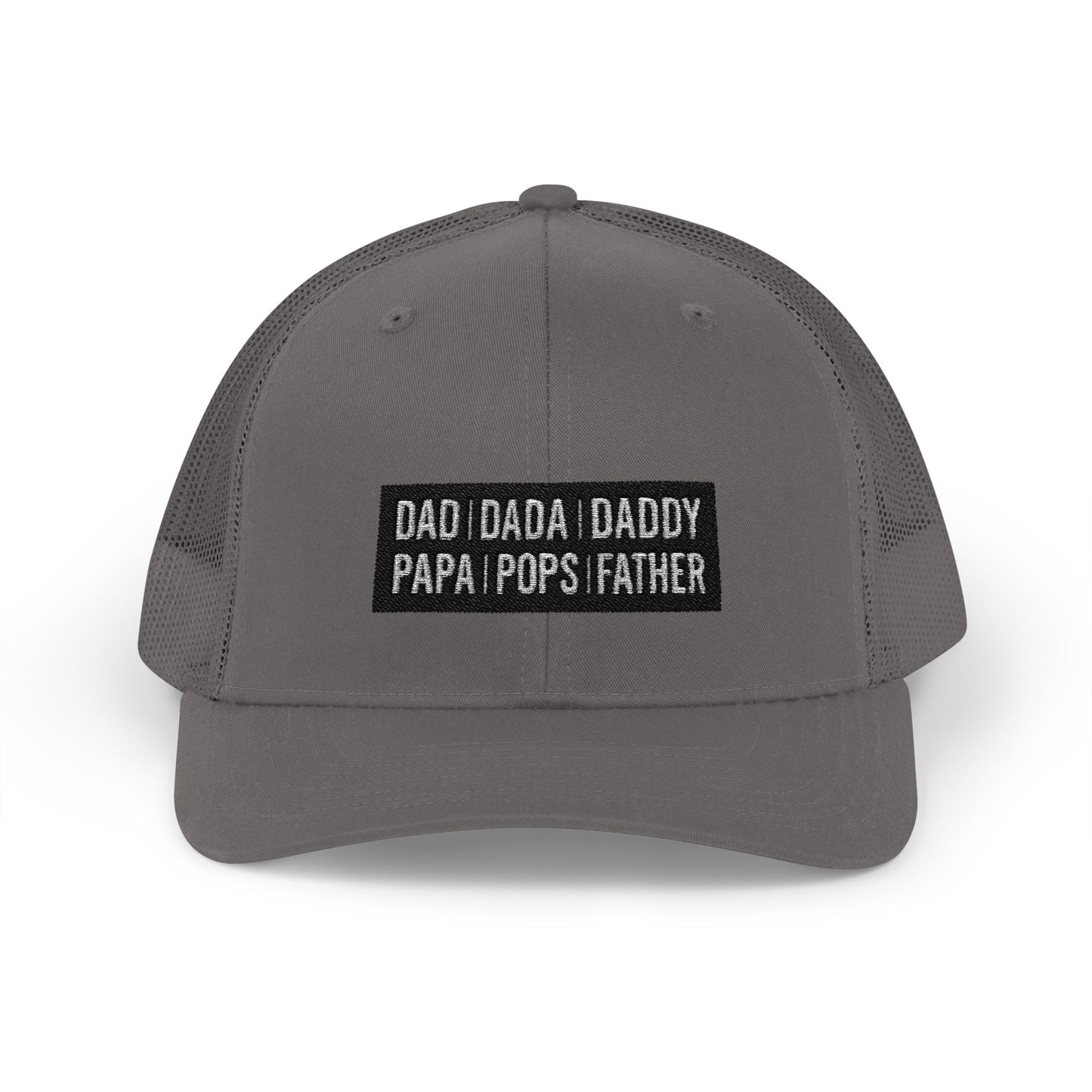 Father Names Line-Up Trucker Hat - Minimalist Black & White Design