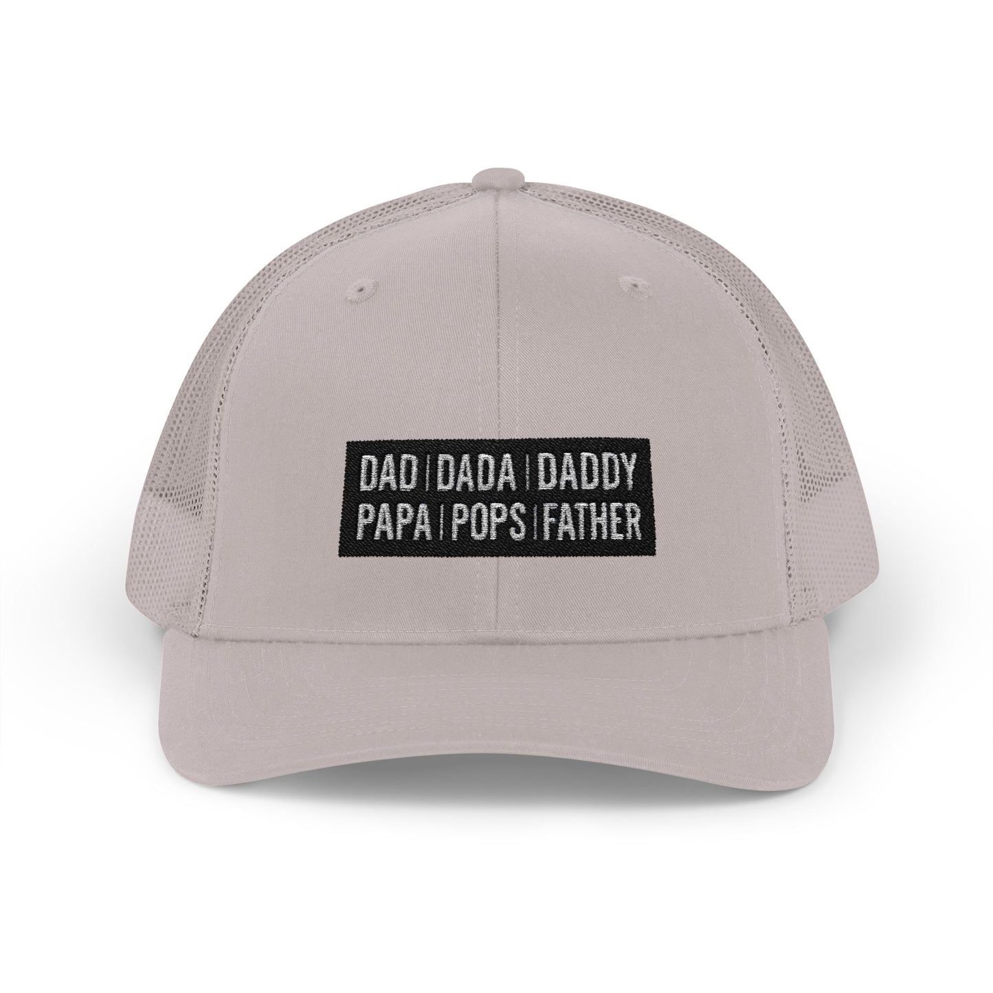 Father Names Line-Up Trucker Hat - Minimalist Black & White Design