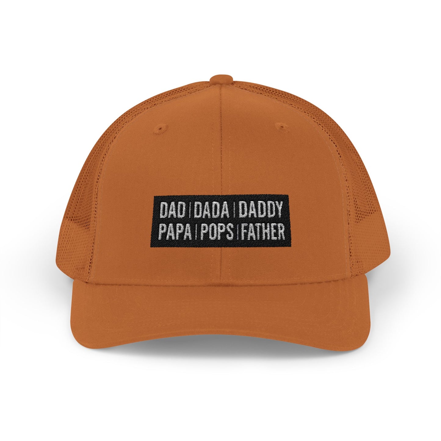 Father Names Line-Up Trucker Hat - Minimalist Black & White Design