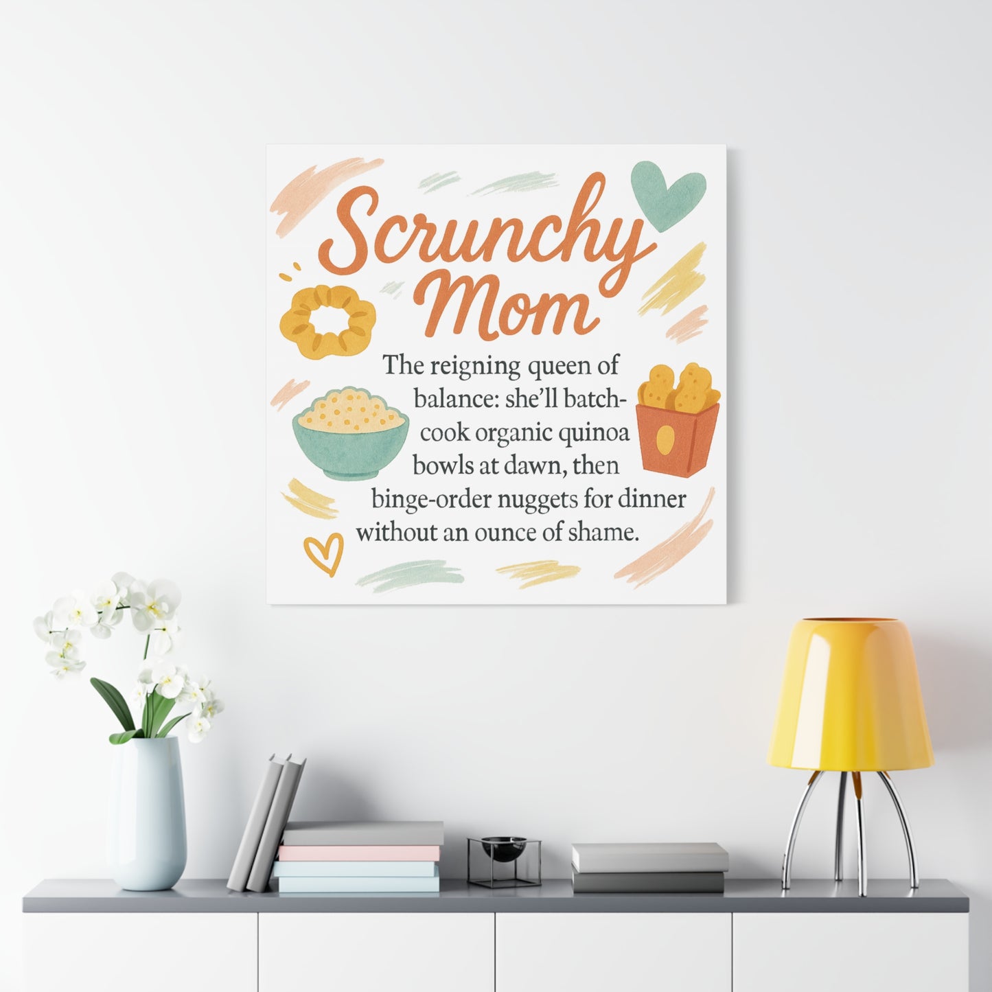 Scrunchy Mom Canvas Art - Fun Wall Decor for Busy Moms