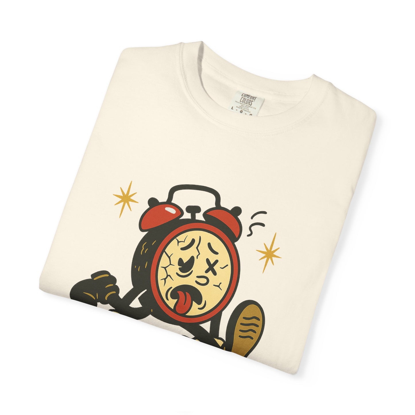 Funny Retro Alarm Clock Graphic T-Shirt, Unisex Humor Tee, Perfect Gift for Lazy Mornings, Casual Wear, Unique Graphic Shirt