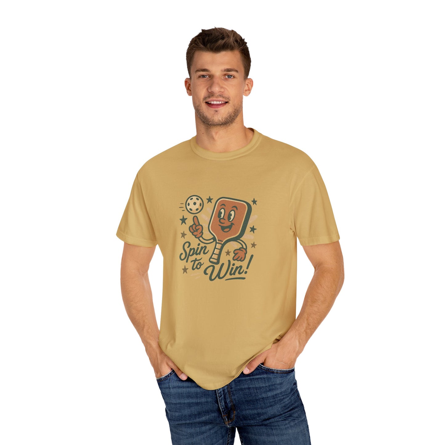 Retro "Spin to Win!" Pickleball T-Shirt – Vintage Cartoon Style
