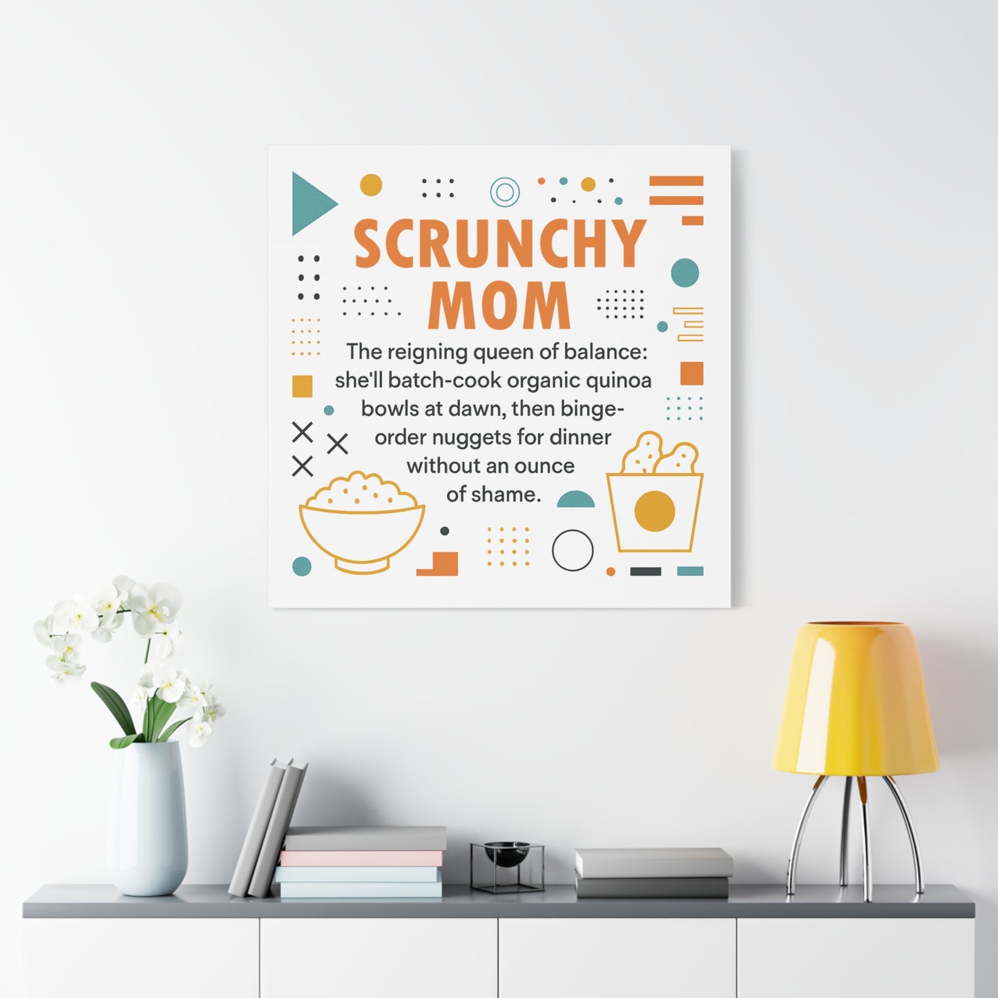 Scrunchy Mom Canvas Art - Fun & Quirky Wall Décor for Mothers