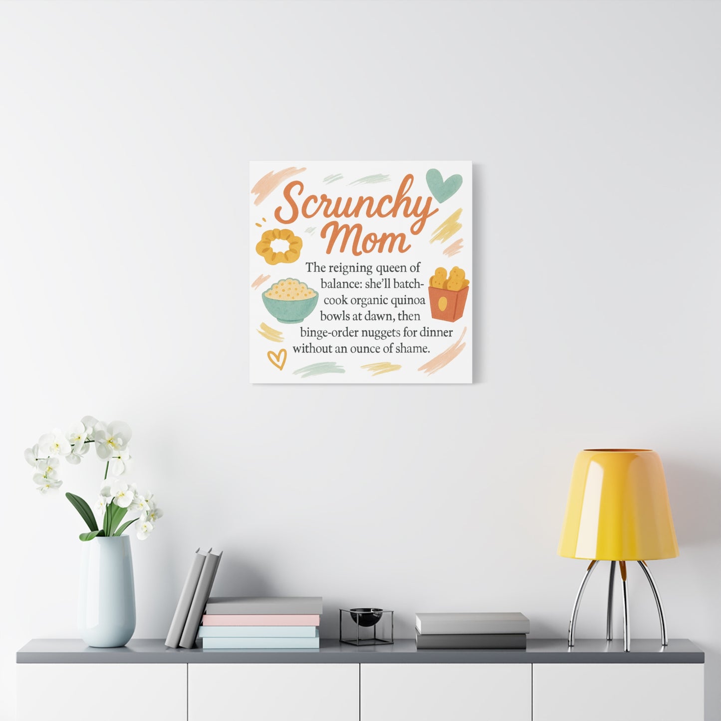 Scrunchy Mom Canvas Art - Fun Wall Decor for Busy Moms