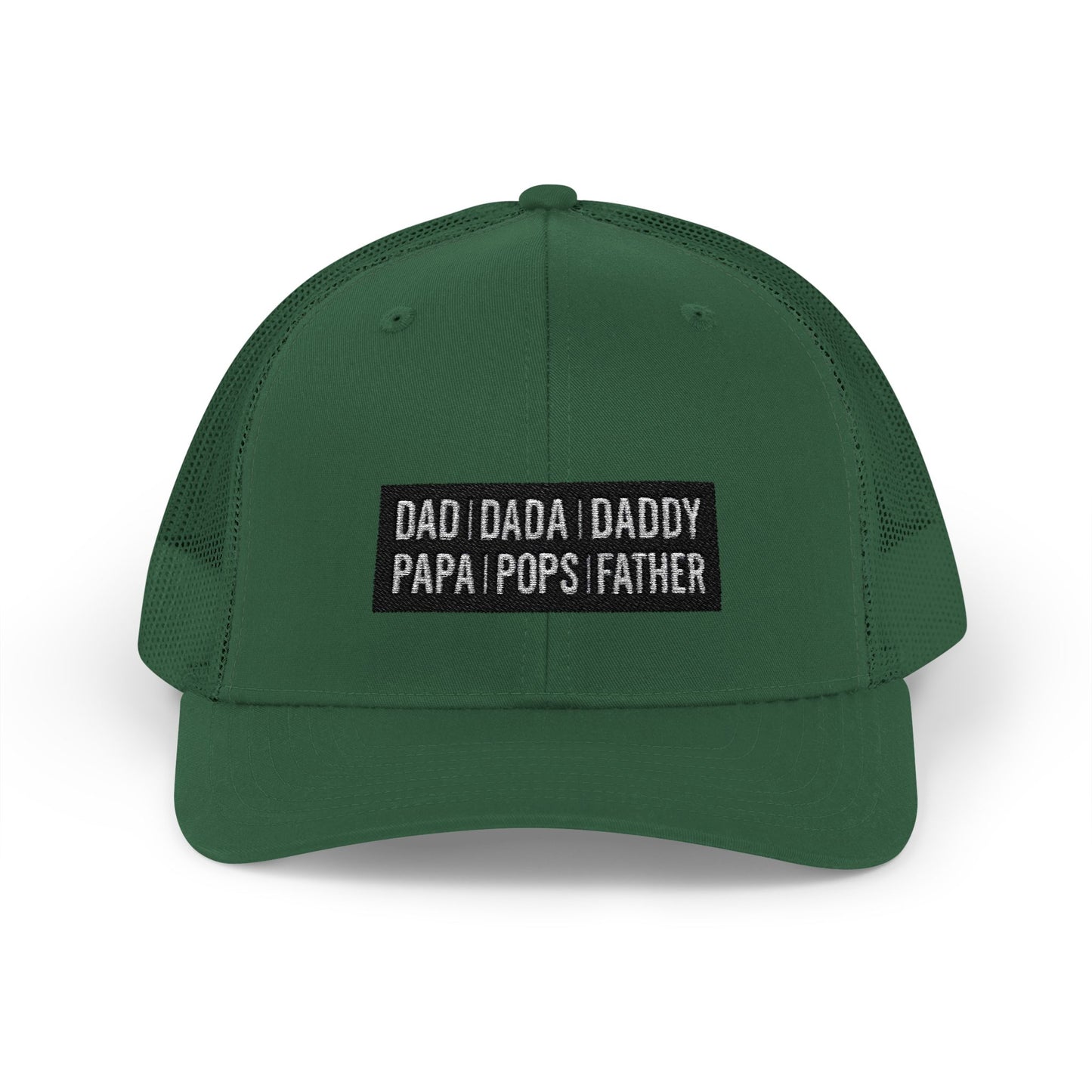 Father Names Line-Up Trucker Hat - Minimalist Black & White Design