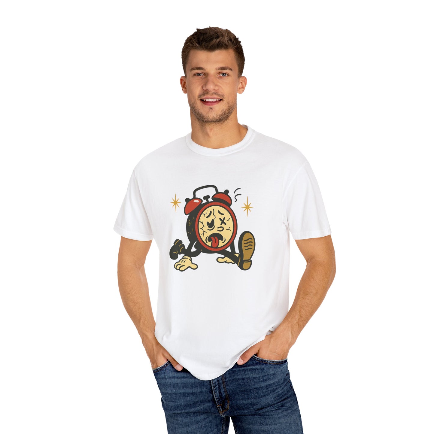 Funny Retro Alarm Clock Graphic T-Shirt, Unisex Humor Tee, Perfect Gift for Lazy Mornings, Casual Wear, Unique Graphic Shirt