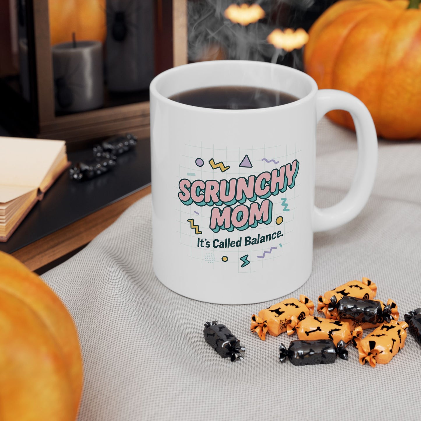 Fun Ceramic Mug - "Scrunchy Mom" Design for Coffee Lovers