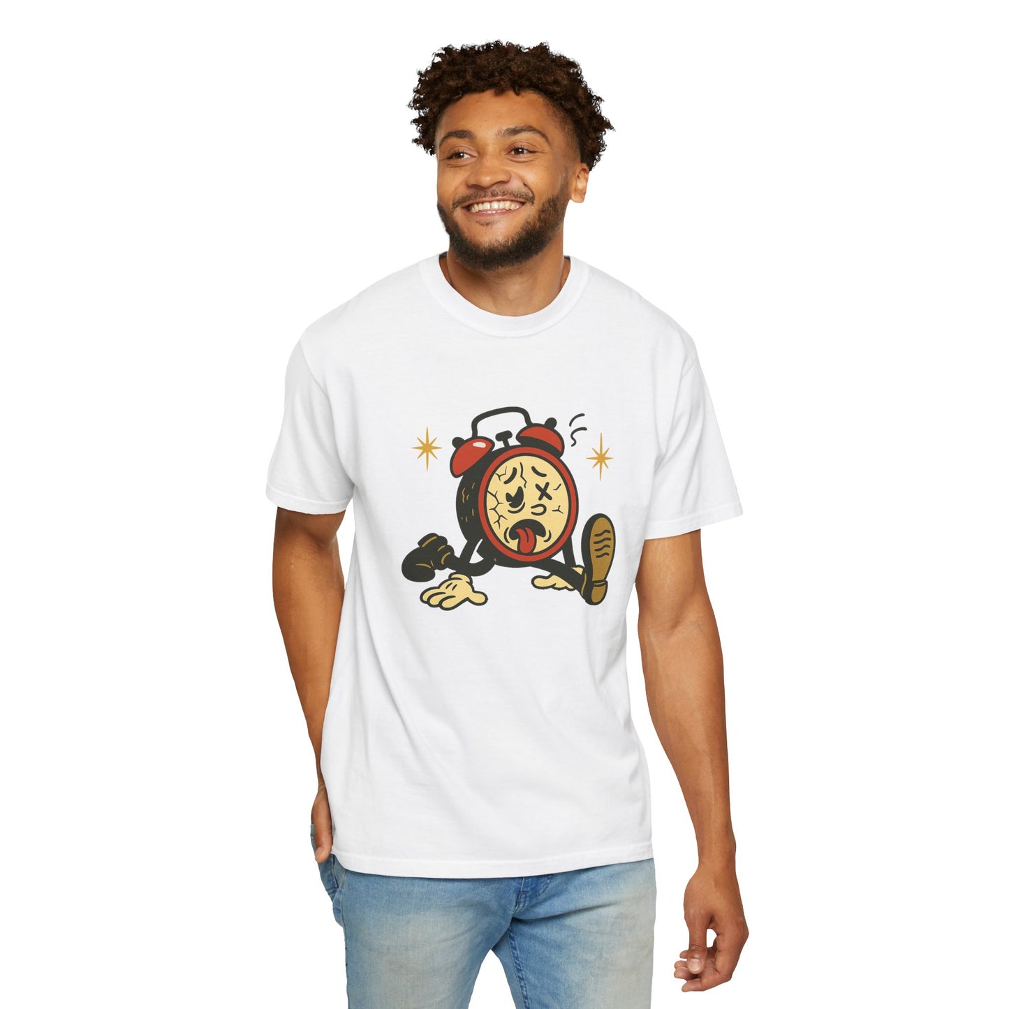 Funny Retro Alarm Clock Graphic T-Shirt, Unisex Humor Tee, Perfect Gift for Lazy Mornings, Casual Wear, Unique Graphic Shirt