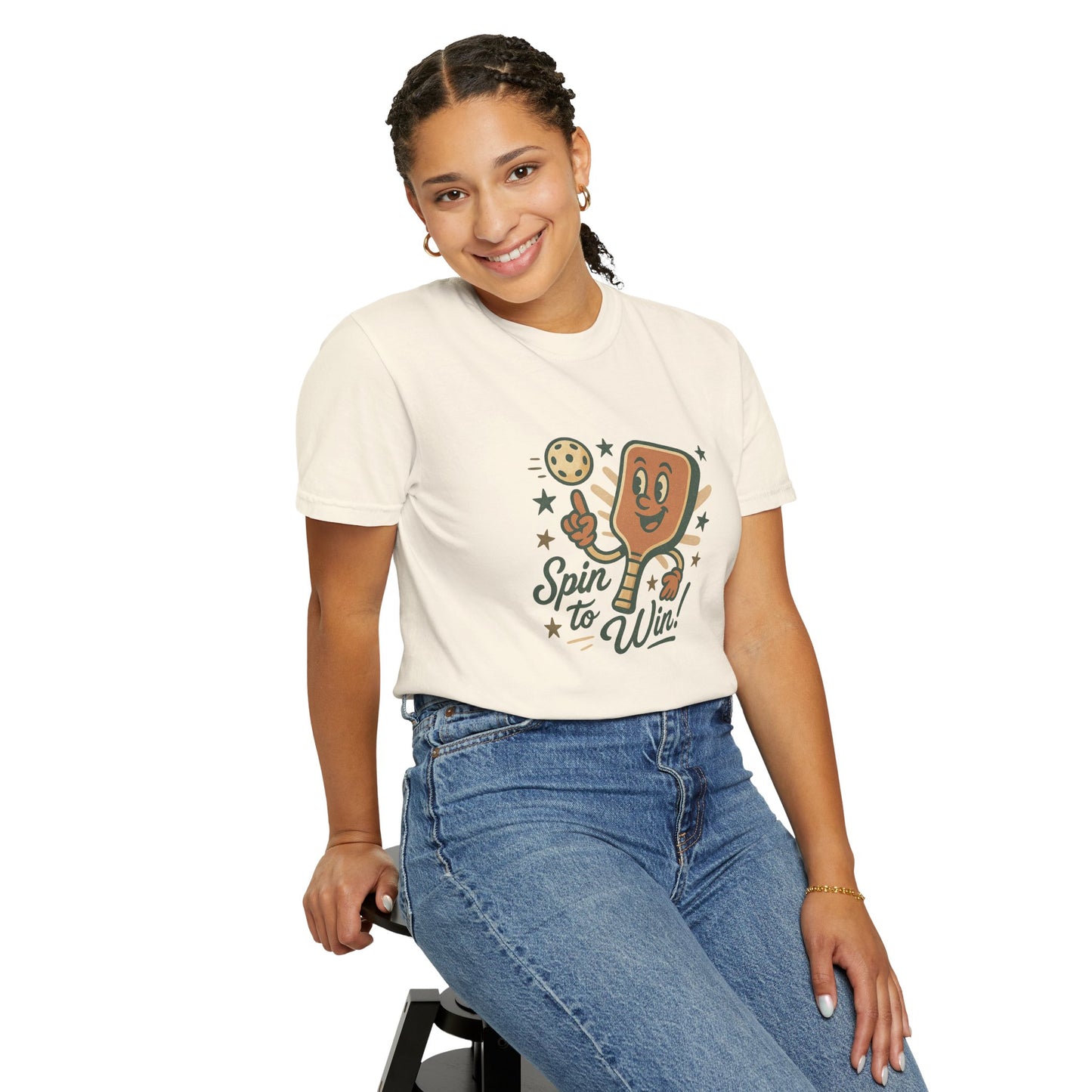 Retro "Spin to Win!" Pickleball T-Shirt – Vintage Cartoon Style