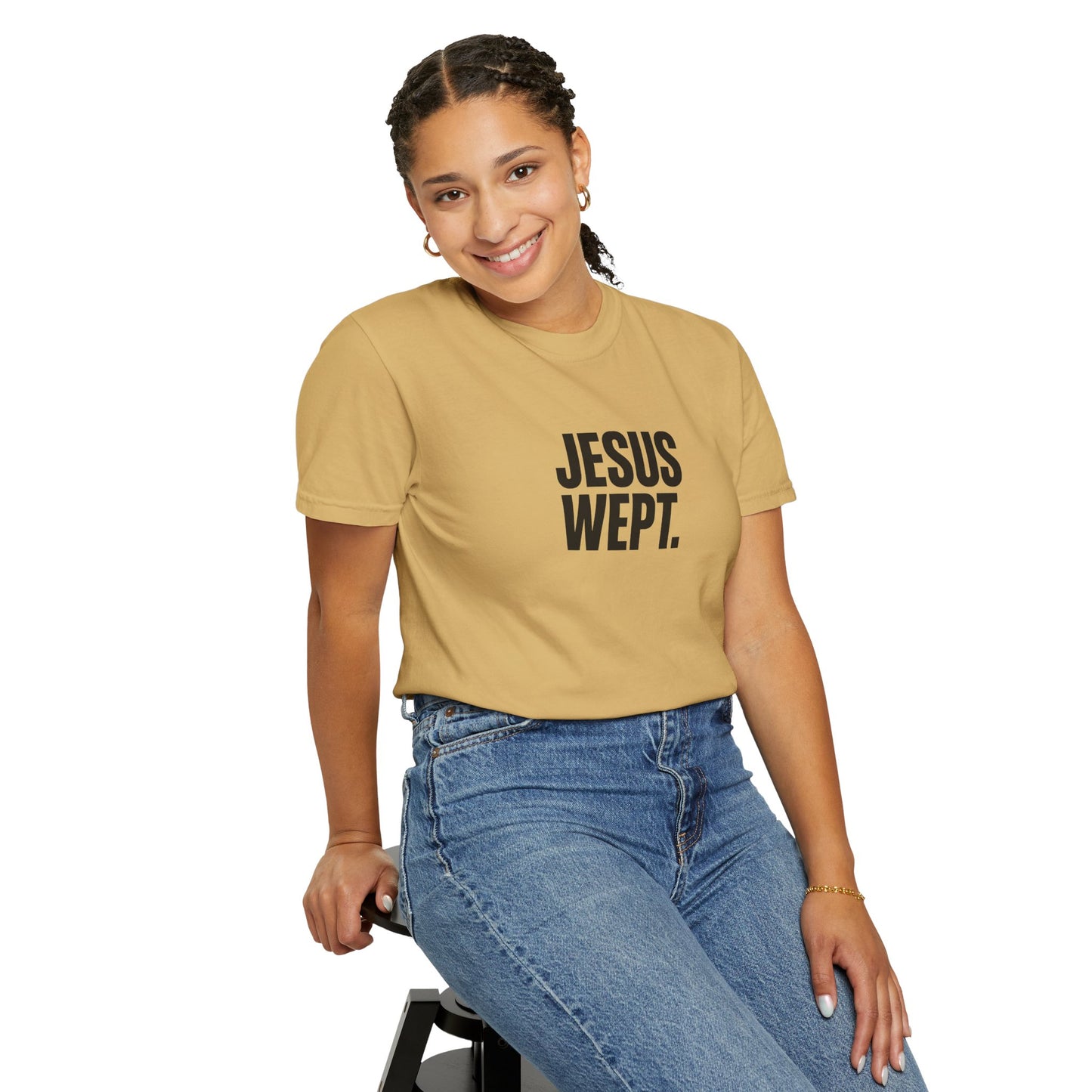"Jesus Wept." Brutalist Bold Typography Unisex T-Shirt — Minimalist Christian Streetwear