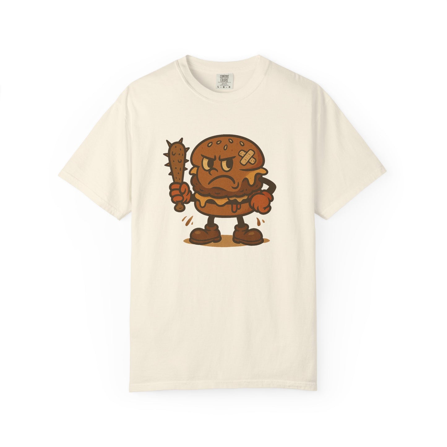 Funny Cartoon Burger T-Shirt - Unisex Garment-Dyed Tee for Food Lovers