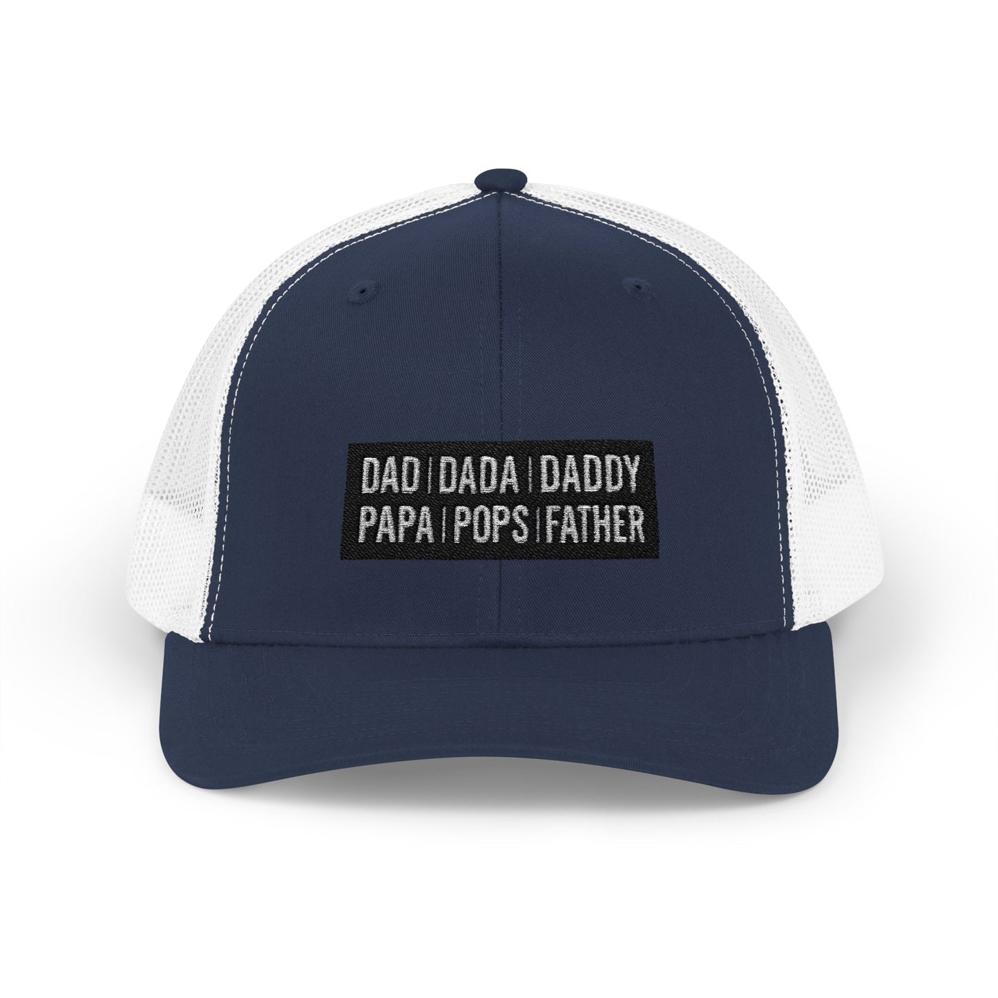 Father Names Line-Up Trucker Hat - Minimalist Black & White Design
