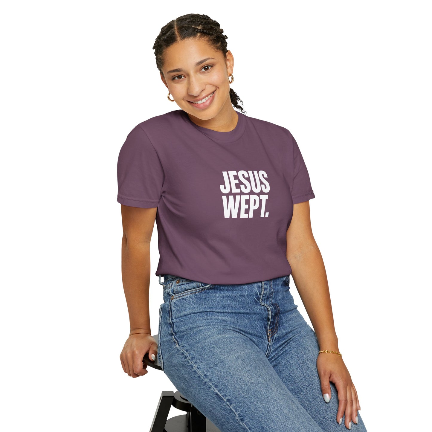 "Jesus Wept." Brutalist Bold Typography Unisex T-Shirt — Minimalist Christian Streetwear