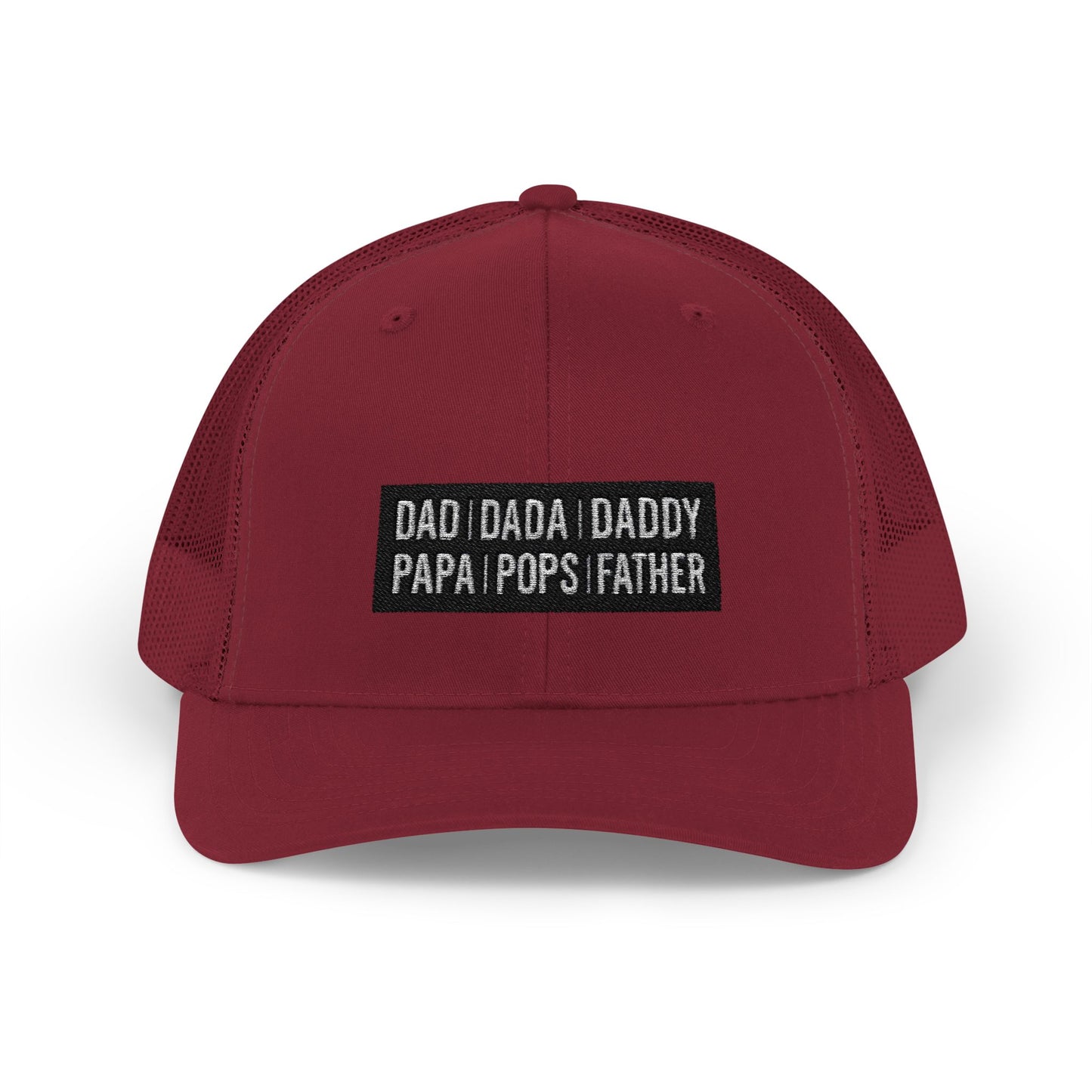 Father Names Line-Up Trucker Hat - Minimalist Black & White Design