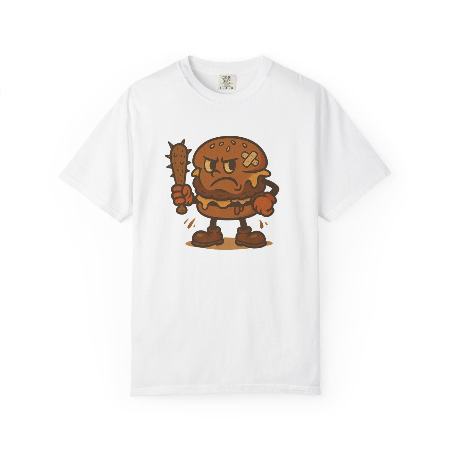 Funny Cartoon Burger T-Shirt - Unisex Garment-Dyed Tee for Food Lovers