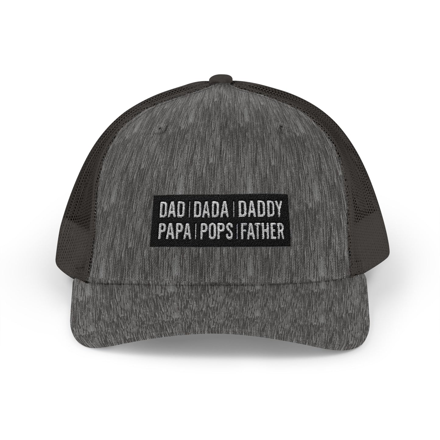 Father Names Line-Up Trucker Hat - Minimalist Black & White Design