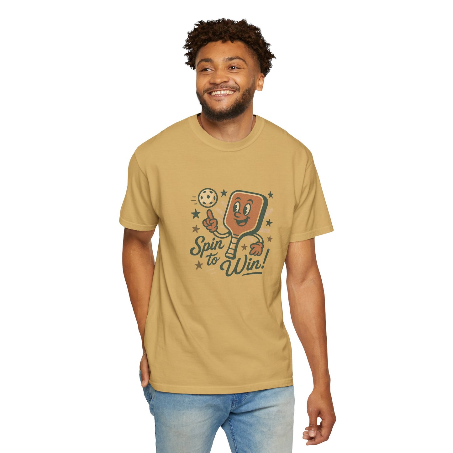 Retro "Spin to Win!" Pickleball T-Shirt – Vintage Cartoon Style