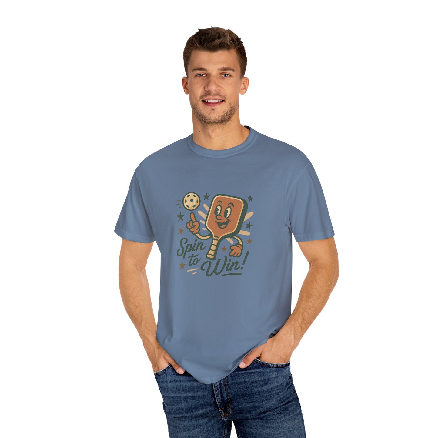 Retro "Spin to Win!" Pickleball T-Shirt – Vintage Cartoon Style