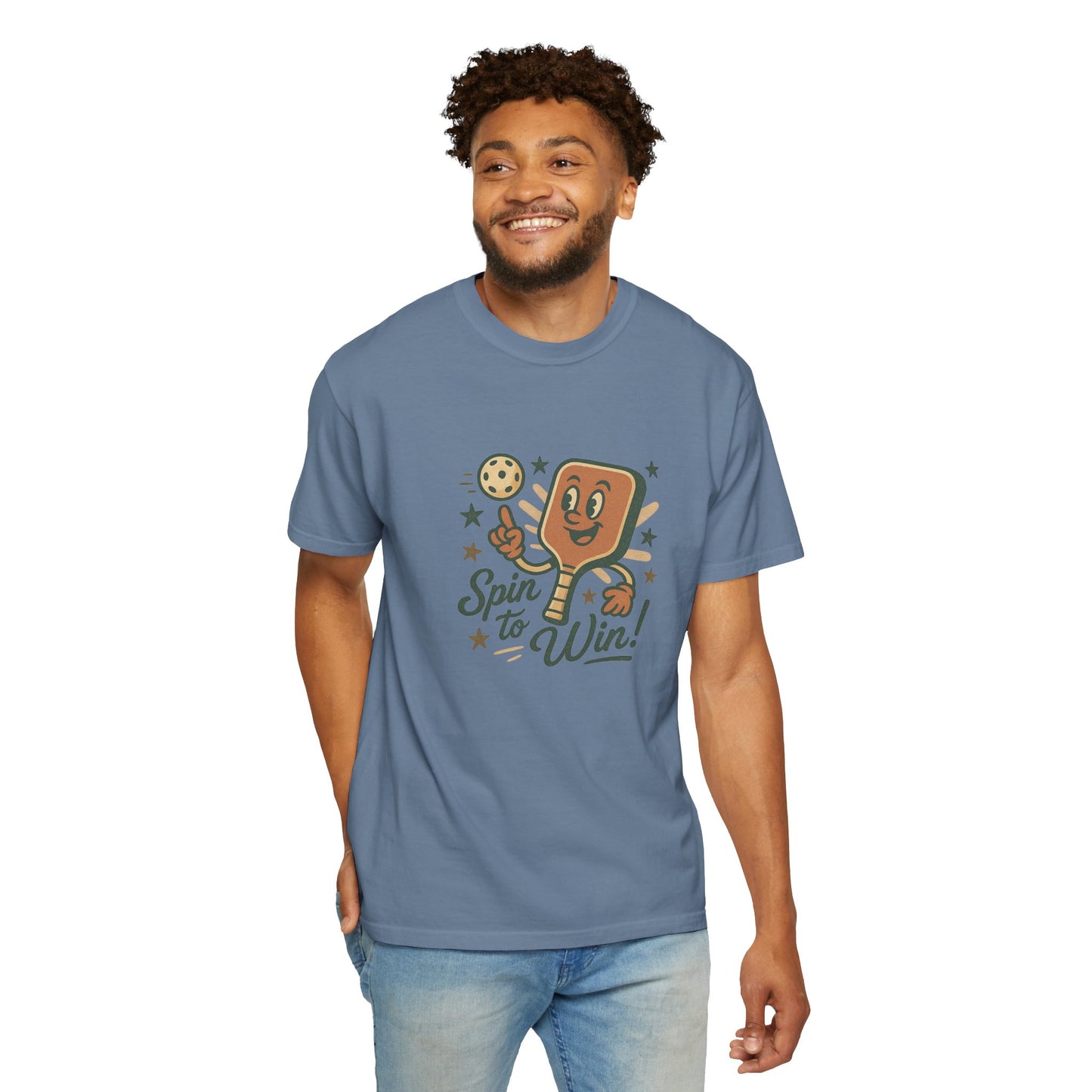 Retro "Spin to Win!" Pickleball T-Shirt – Vintage Cartoon Style