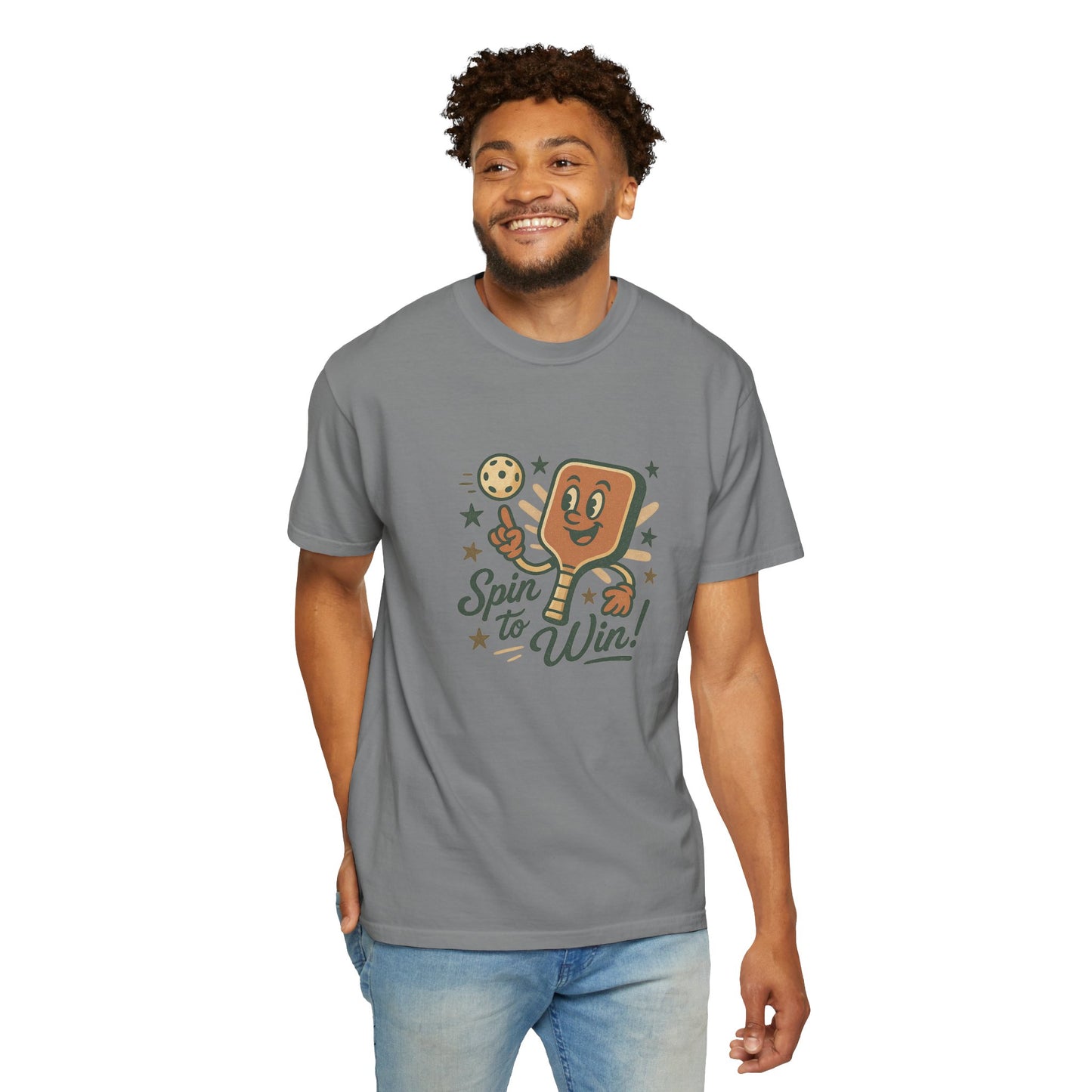 Retro "Spin to Win!" Pickleball T-Shirt – Vintage Cartoon Style