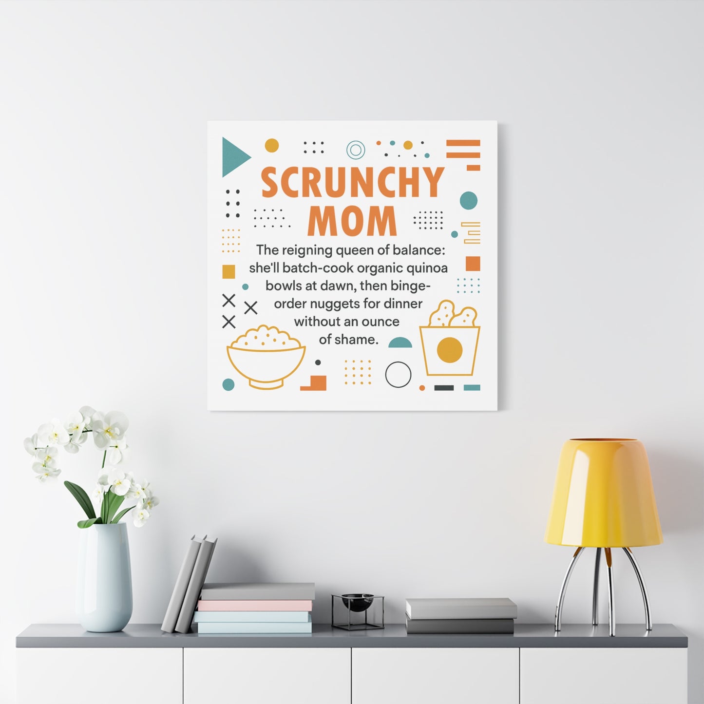 Scrunchy Mom Canvas Art - Fun & Quirky Wall Décor for Mothers