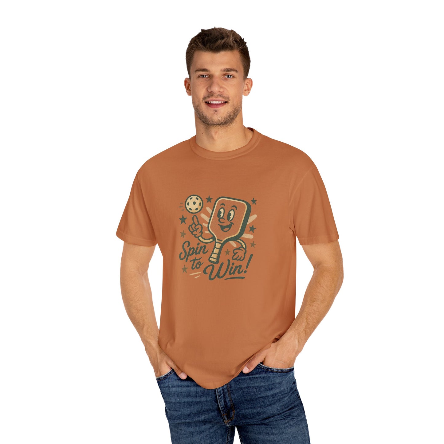 Retro "Spin to Win!" Pickleball T-Shirt – Vintage Cartoon Style