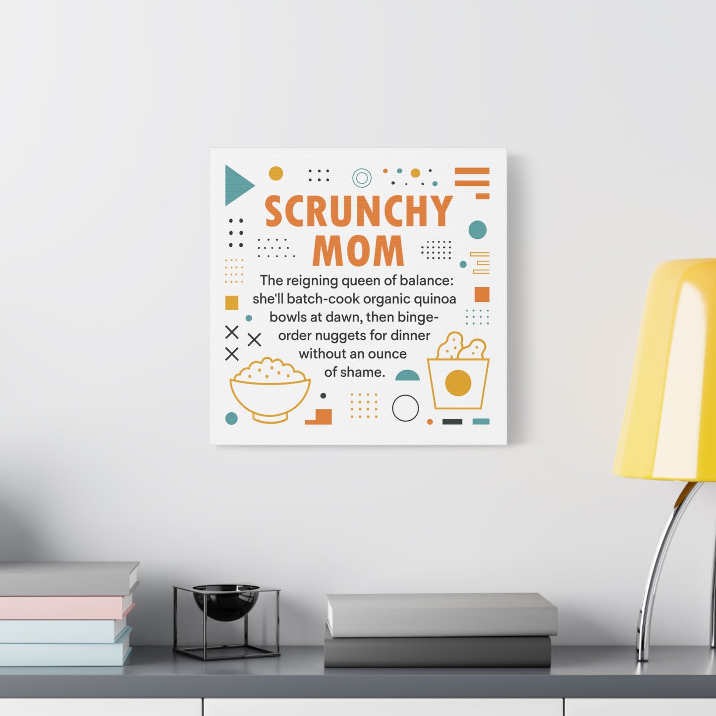 Scrunchy Mom Canvas Art - Fun & Quirky Wall Décor for Mothers