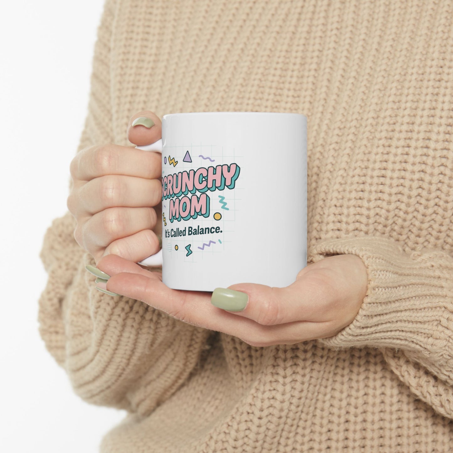 Fun Ceramic Mug - "Scrunchy Mom" Design for Coffee Lovers