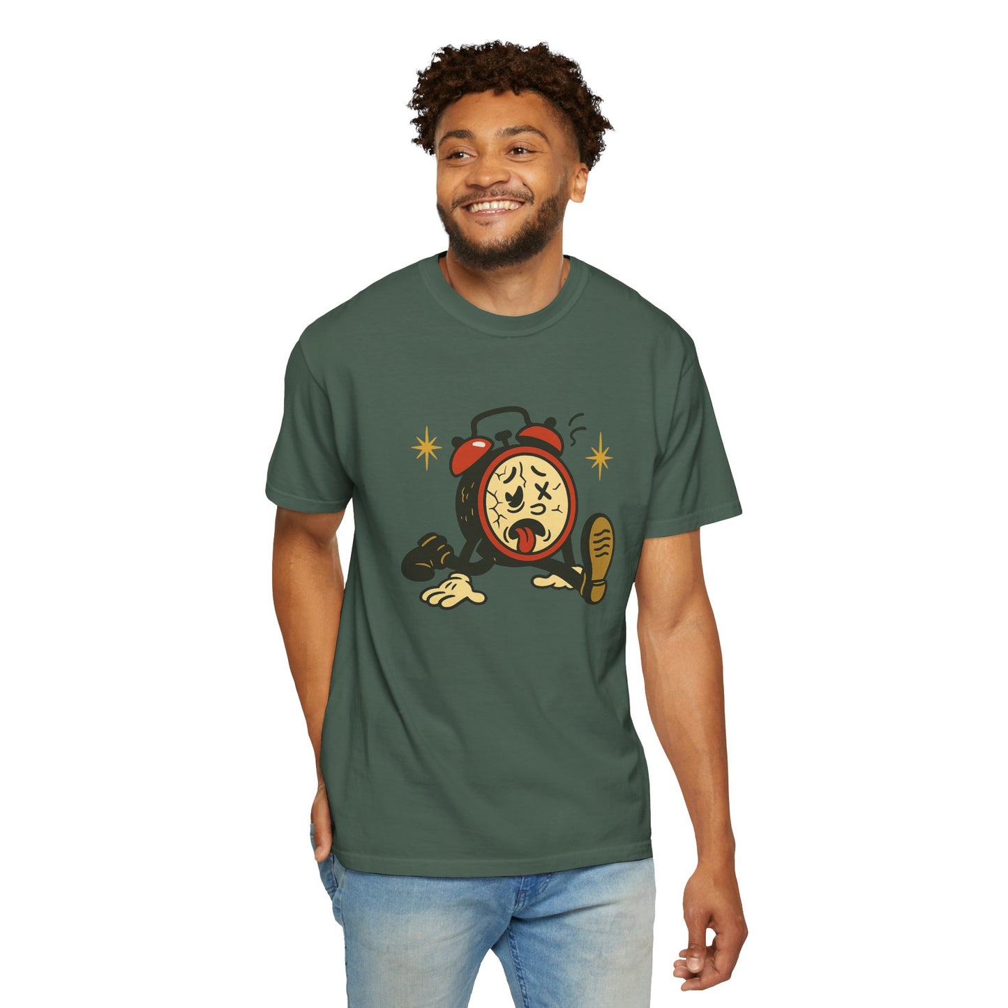 Funny Retro Alarm Clock Graphic T-Shirt, Unisex Humor Tee, Perfect Gift for Lazy Mornings, Casual Wear, Unique Graphic Shirt