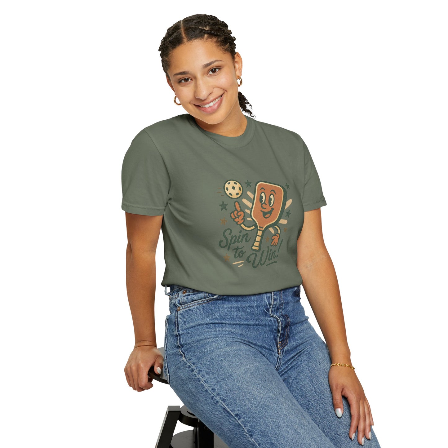 Retro "Spin to Win!" Pickleball T-Shirt – Vintage Cartoon Style