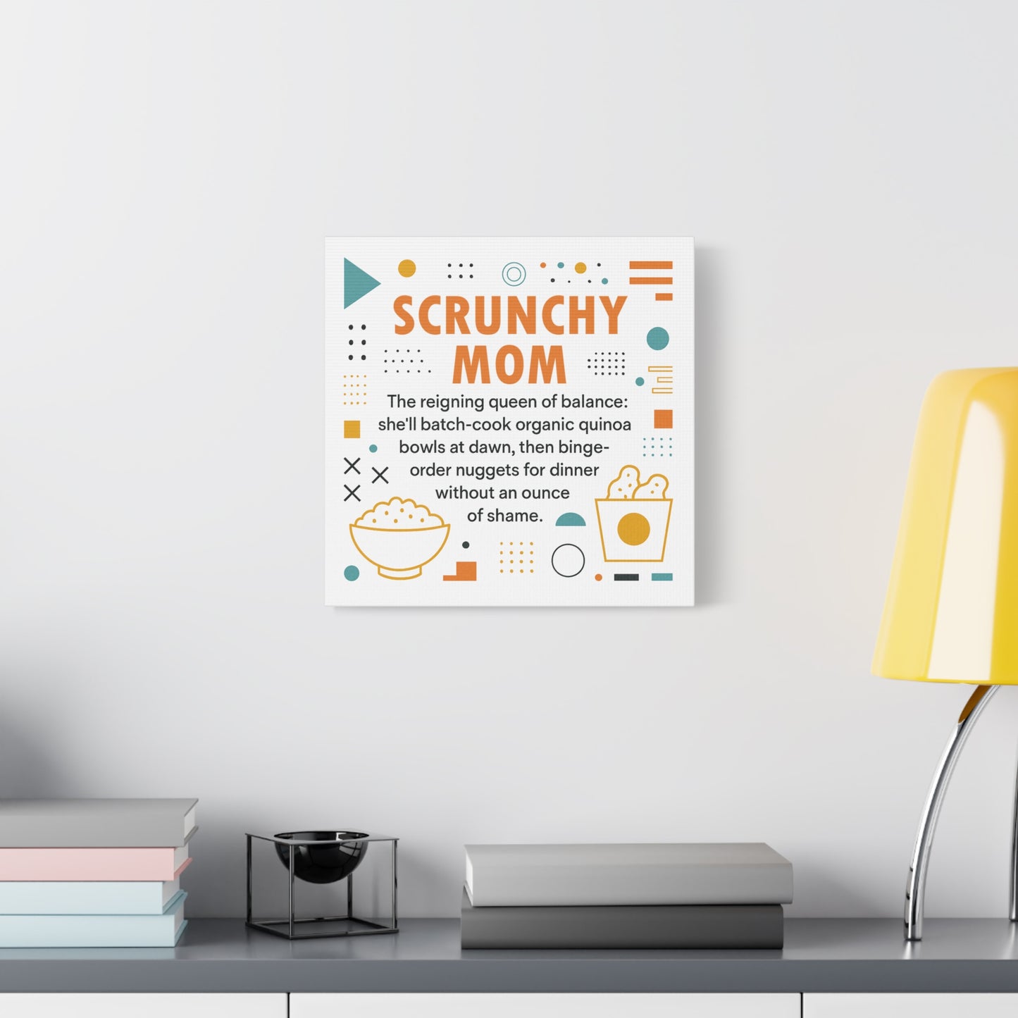 Scrunchy Mom Canvas Art - Fun & Quirky Wall Décor for Mothers