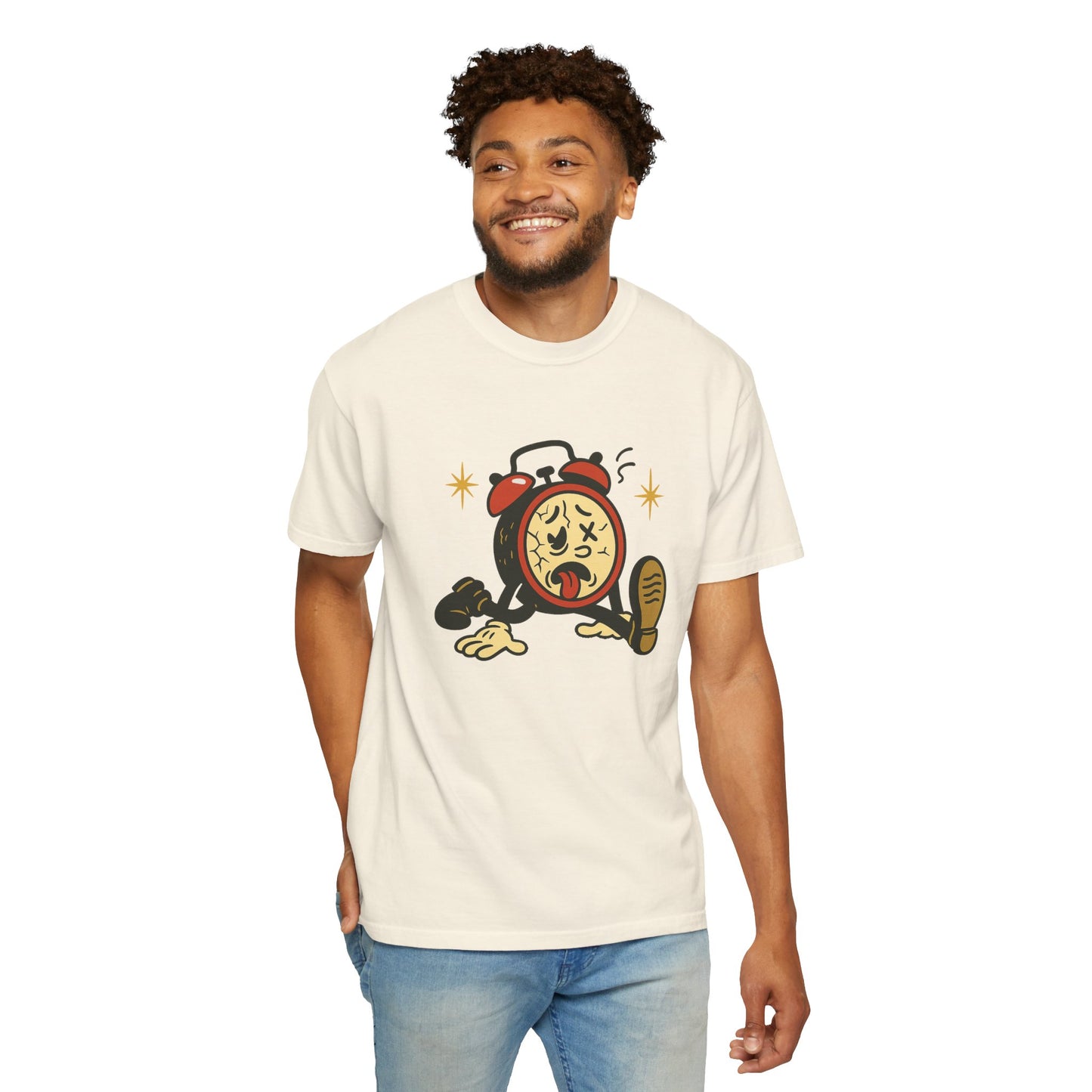 Funny Retro Alarm Clock Graphic T-Shirt, Unisex Humor Tee, Perfect Gift for Lazy Mornings, Casual Wear, Unique Graphic Shirt