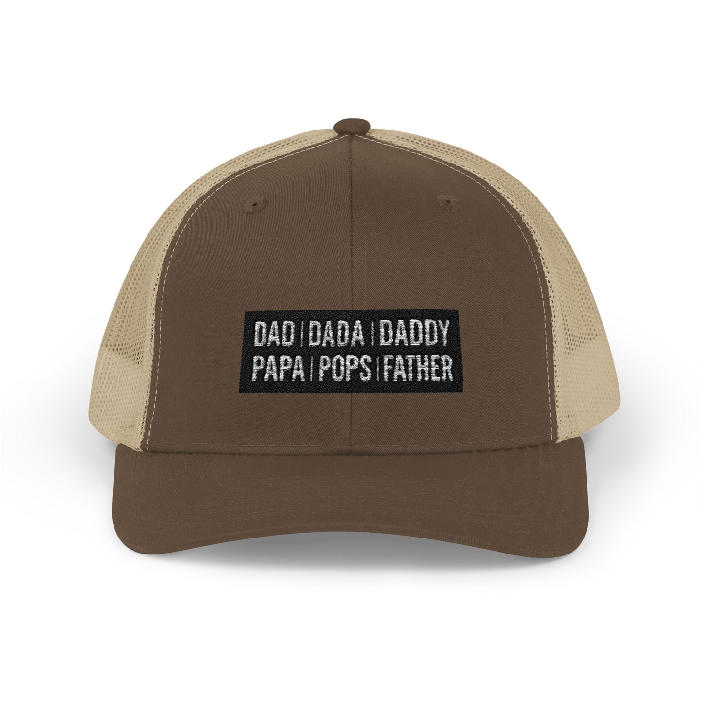 Father Names Line-Up Trucker Hat - Minimalist Black & White Design