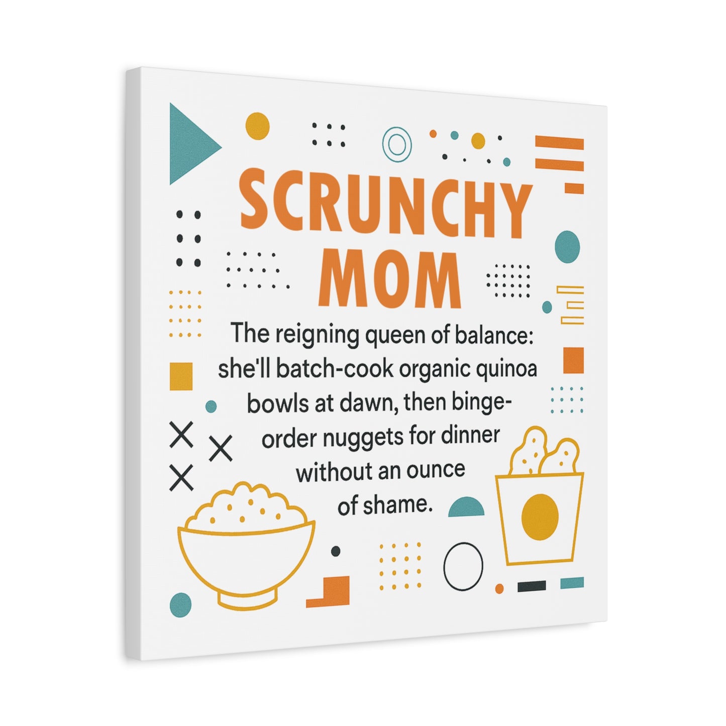 Scrunchy Mom Canvas Art - Fun & Quirky Wall Décor for Mothers