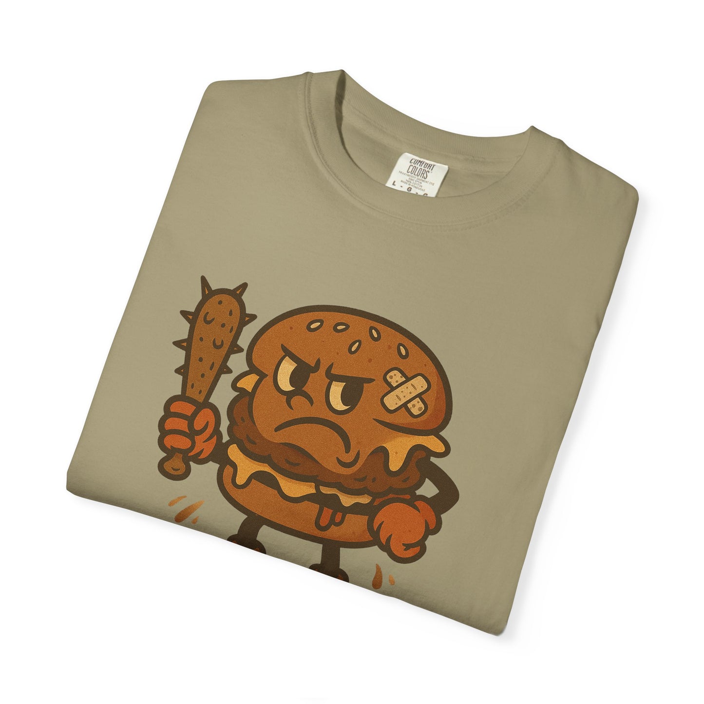 Funny Cartoon Burger T-Shirt - Unisex Garment-Dyed Tee for Food Lovers