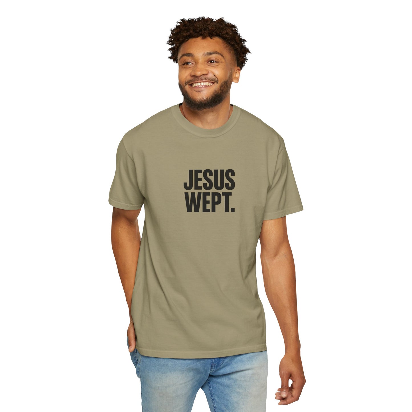 "Jesus Wept." Brutalist Bold Typography Unisex T-Shirt — Minimalist Christian Streetwear