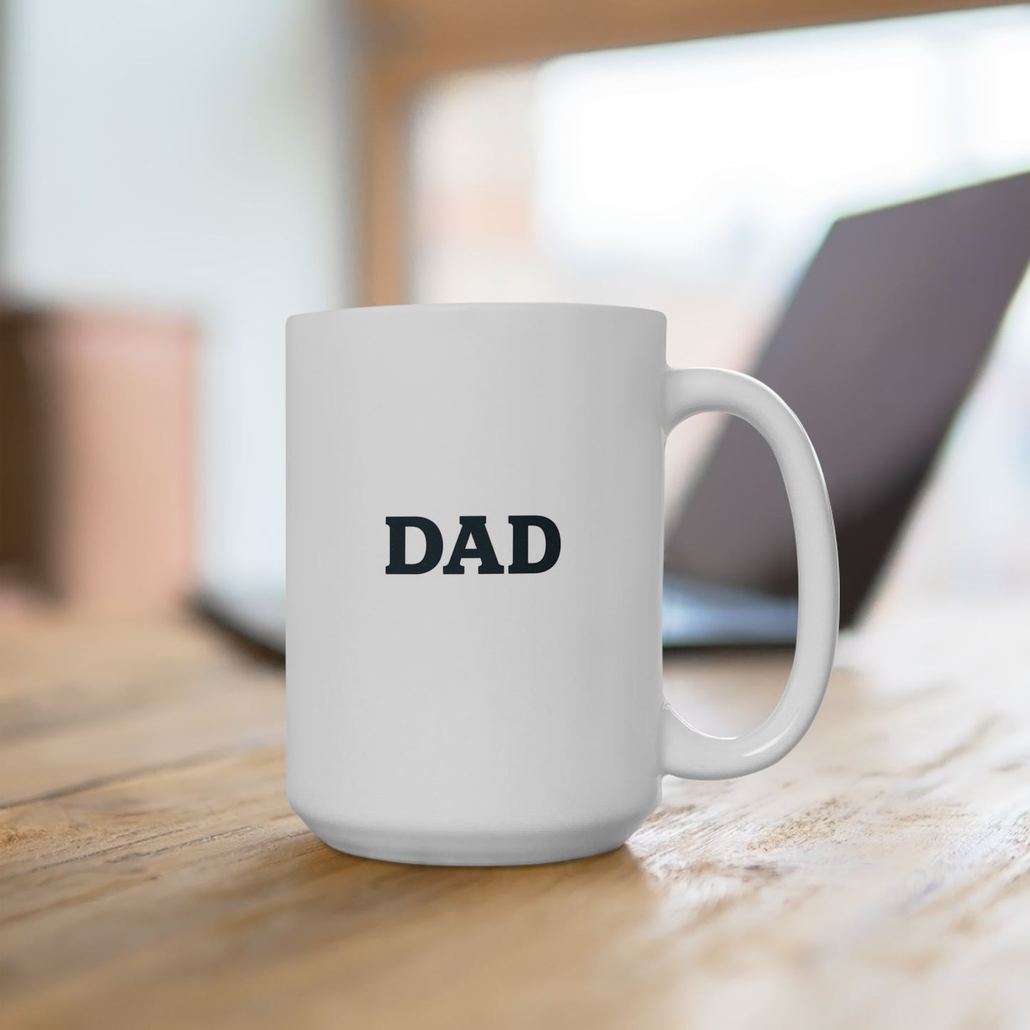 “Dad – Heavy Shoulders, Strong Hands, Full Heart” Coffee Mug – Rustic Woodcut Father’s Day Gift