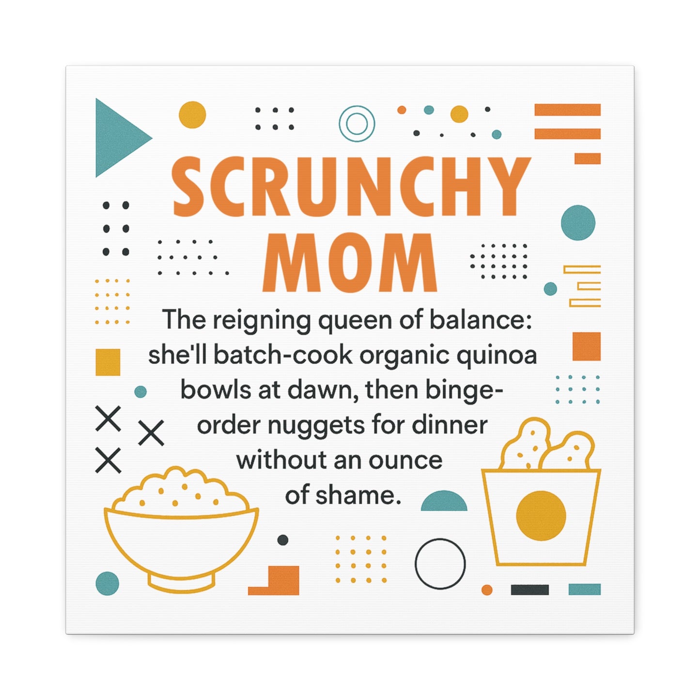 Scrunchy Mom Canvas Art - Fun & Quirky Wall Décor for Mothers