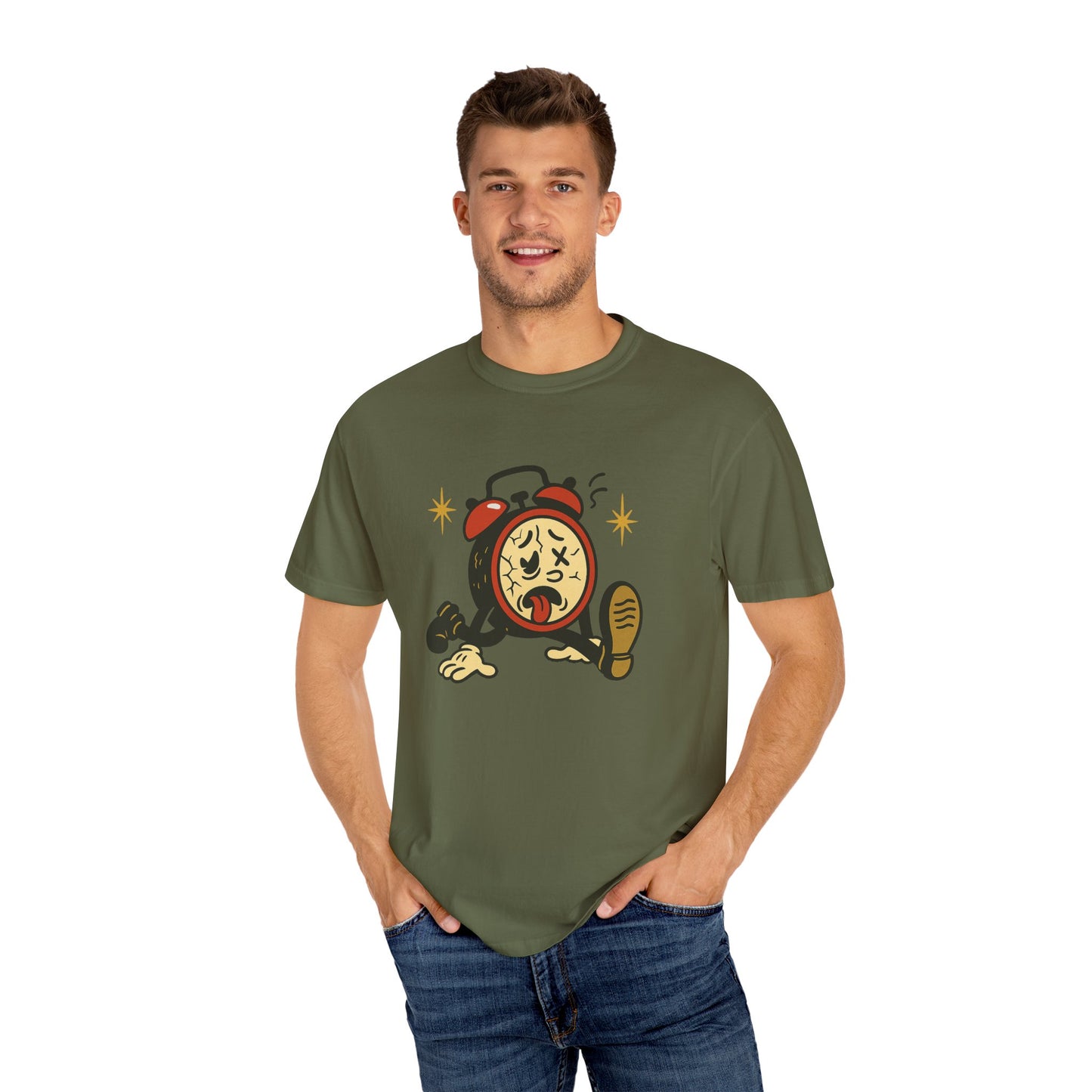 Funny Retro Alarm Clock Graphic T-Shirt, Unisex Humor Tee, Perfect Gift for Lazy Mornings, Casual Wear, Unique Graphic Shirt