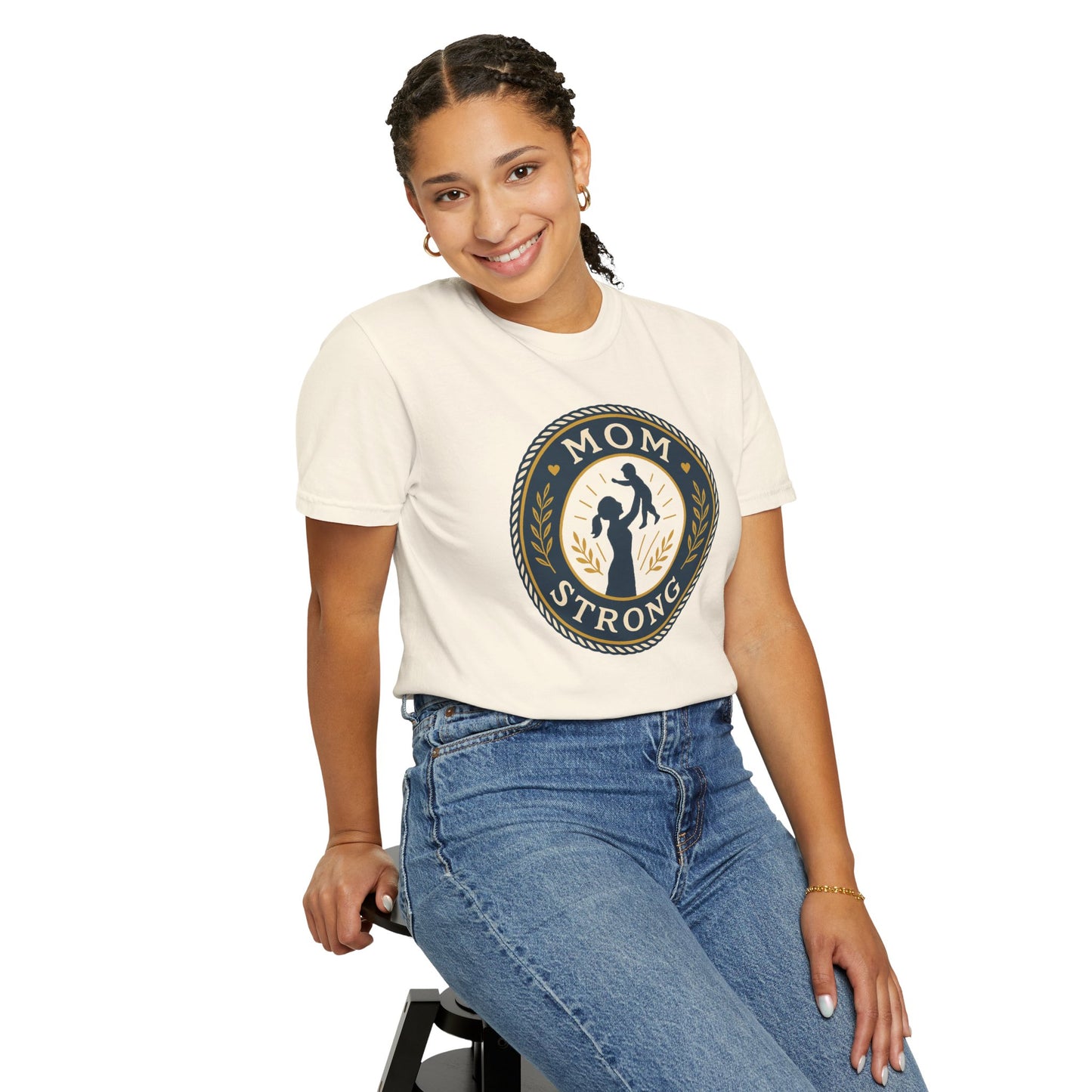 Mom Strong Unisex Garment-Dyed T-Shirt - Empowering Gift for Mothers