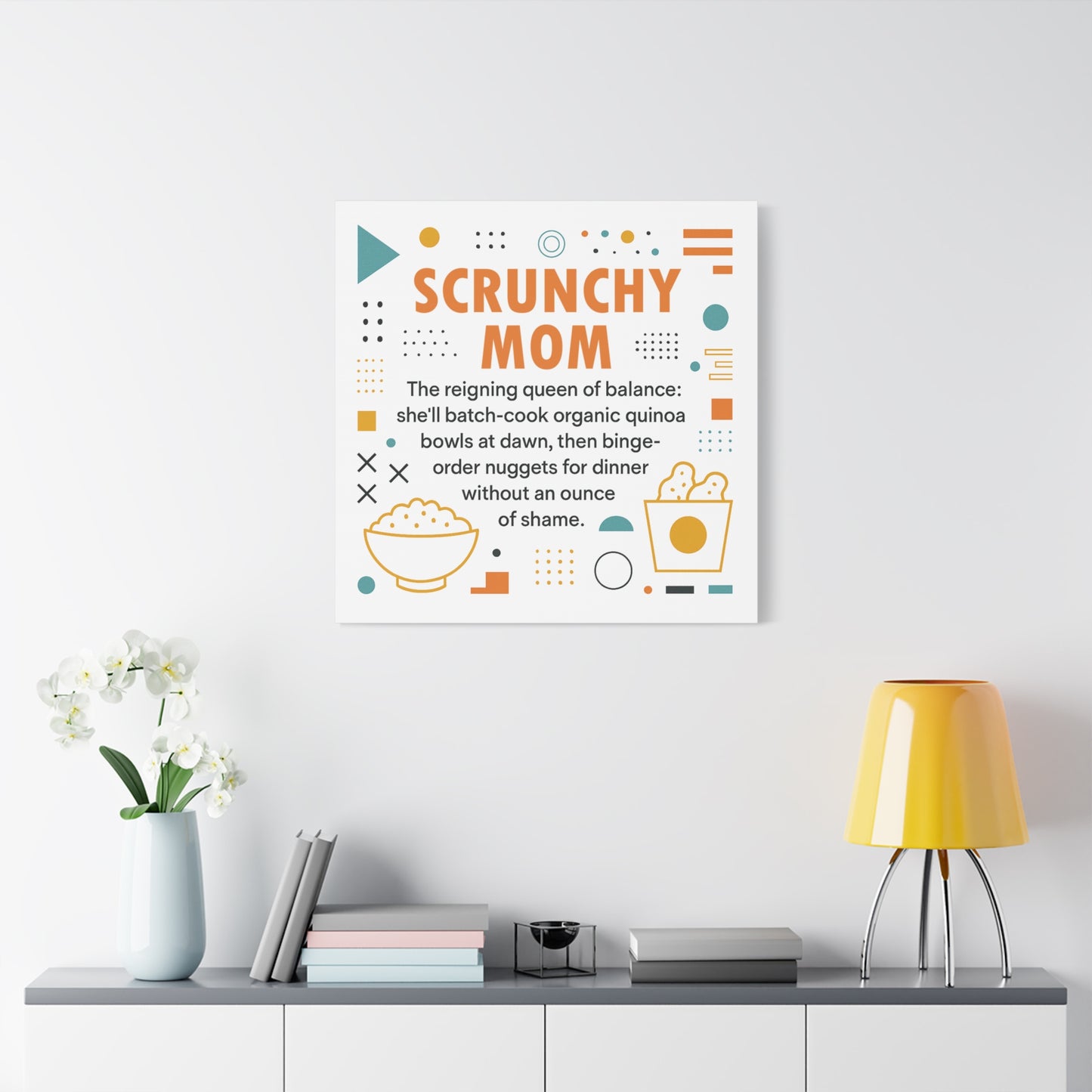 Scrunchy Mom Canvas Art - Fun & Quirky Wall Décor for Mothers