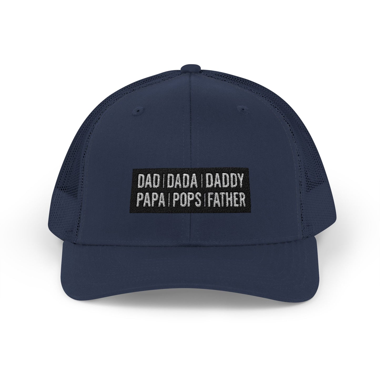 Father Names Line-Up Trucker Hat - Minimalist Black & White Design