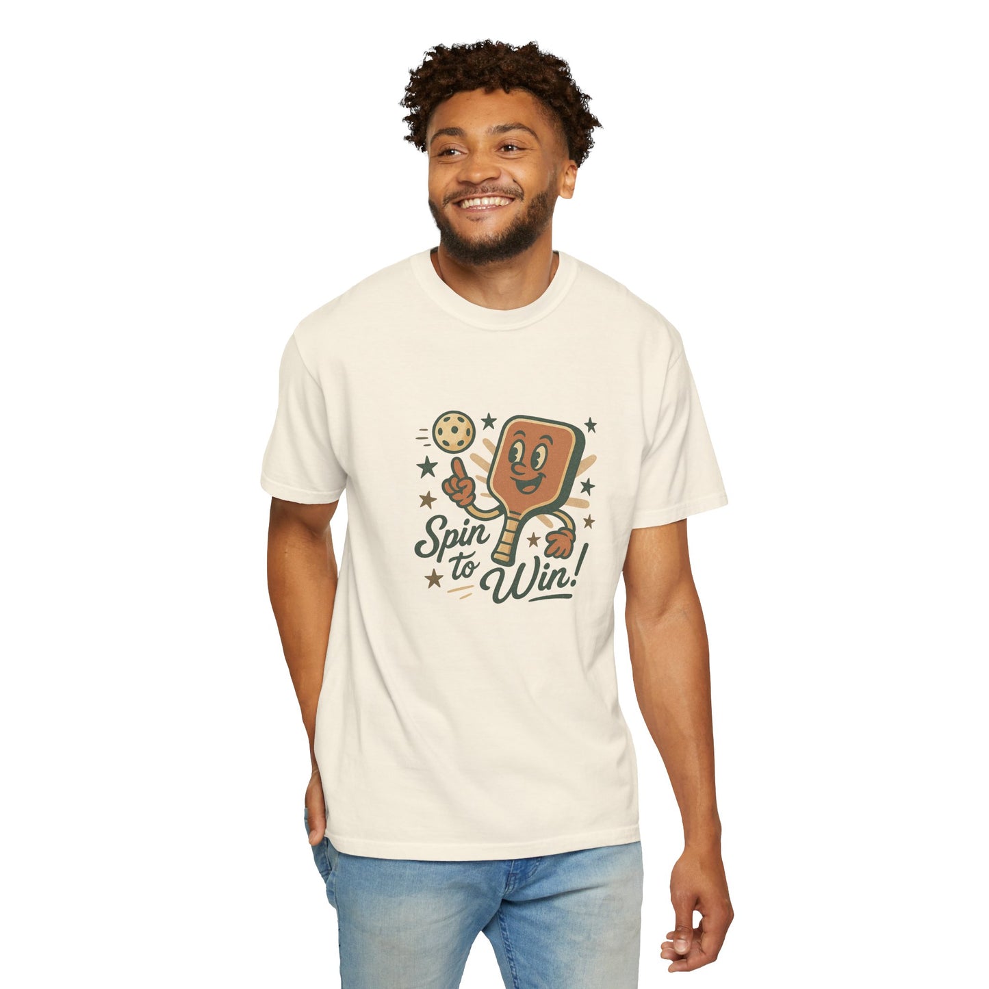 Retro "Spin to Win!" Pickleball T-Shirt – Vintage Cartoon Style