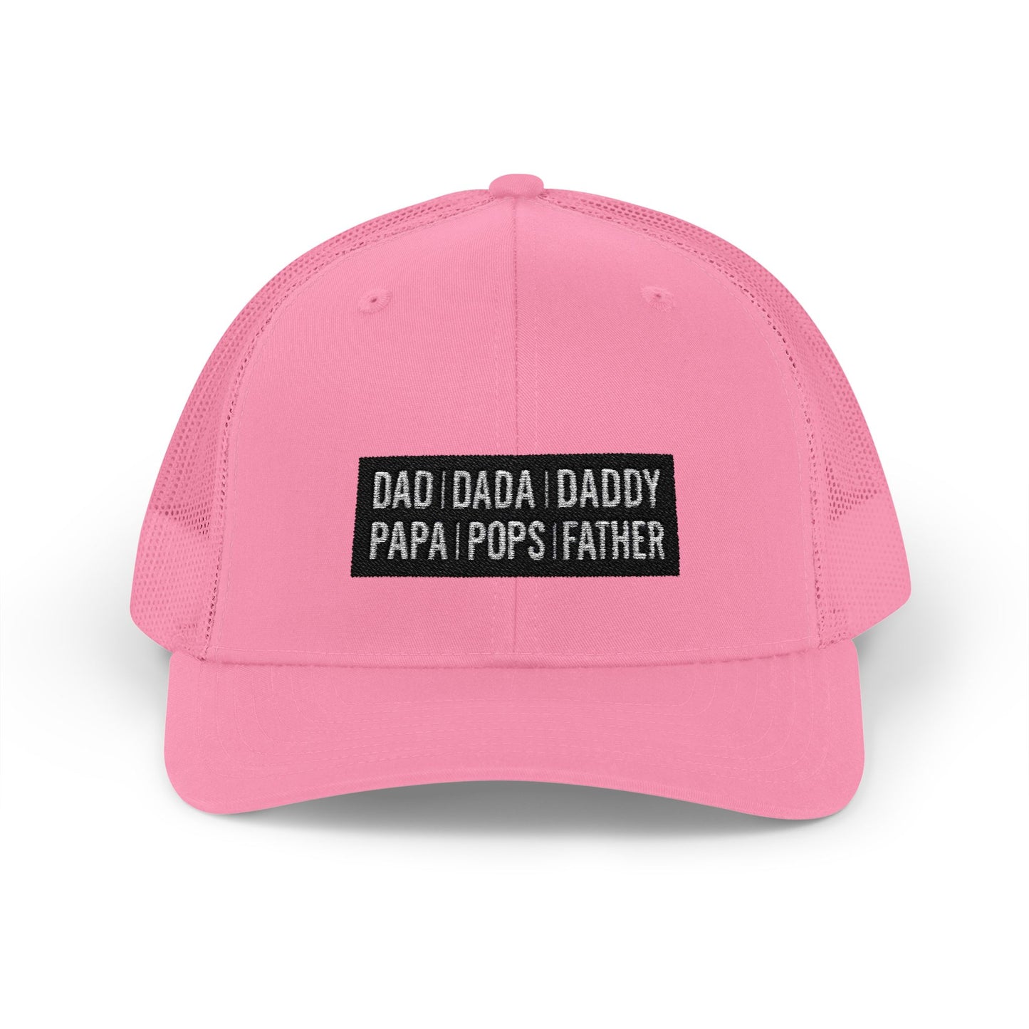 Father Names Line-Up Trucker Hat - Minimalist Black & White Design
