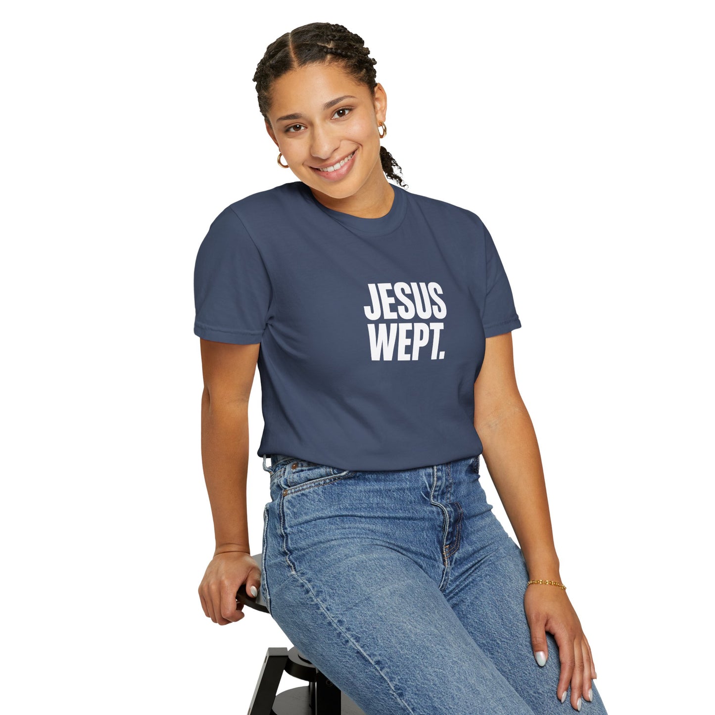 "Jesus Wept." Brutalist Bold Typography Unisex T-Shirt — Minimalist Christian Streetwear