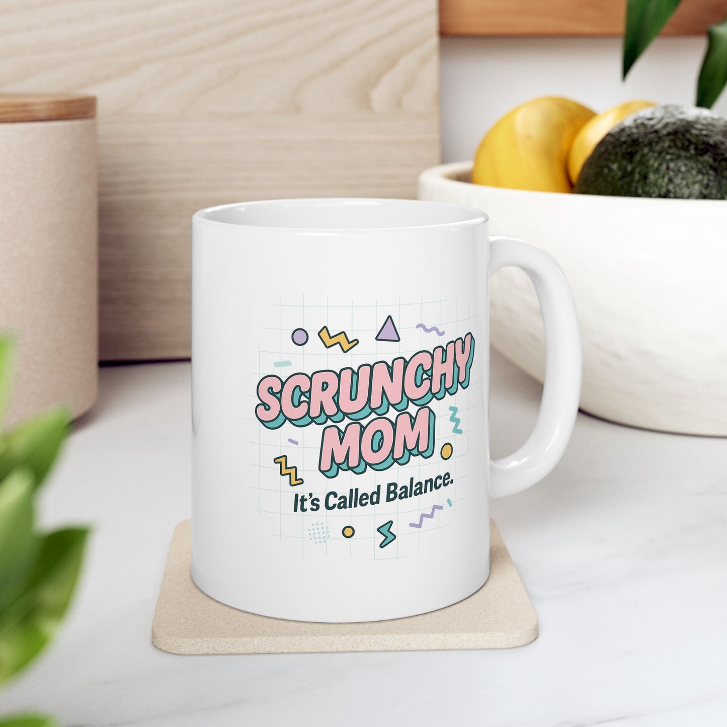 Fun Ceramic Mug - "Scrunchy Mom" Design for Coffee Lovers